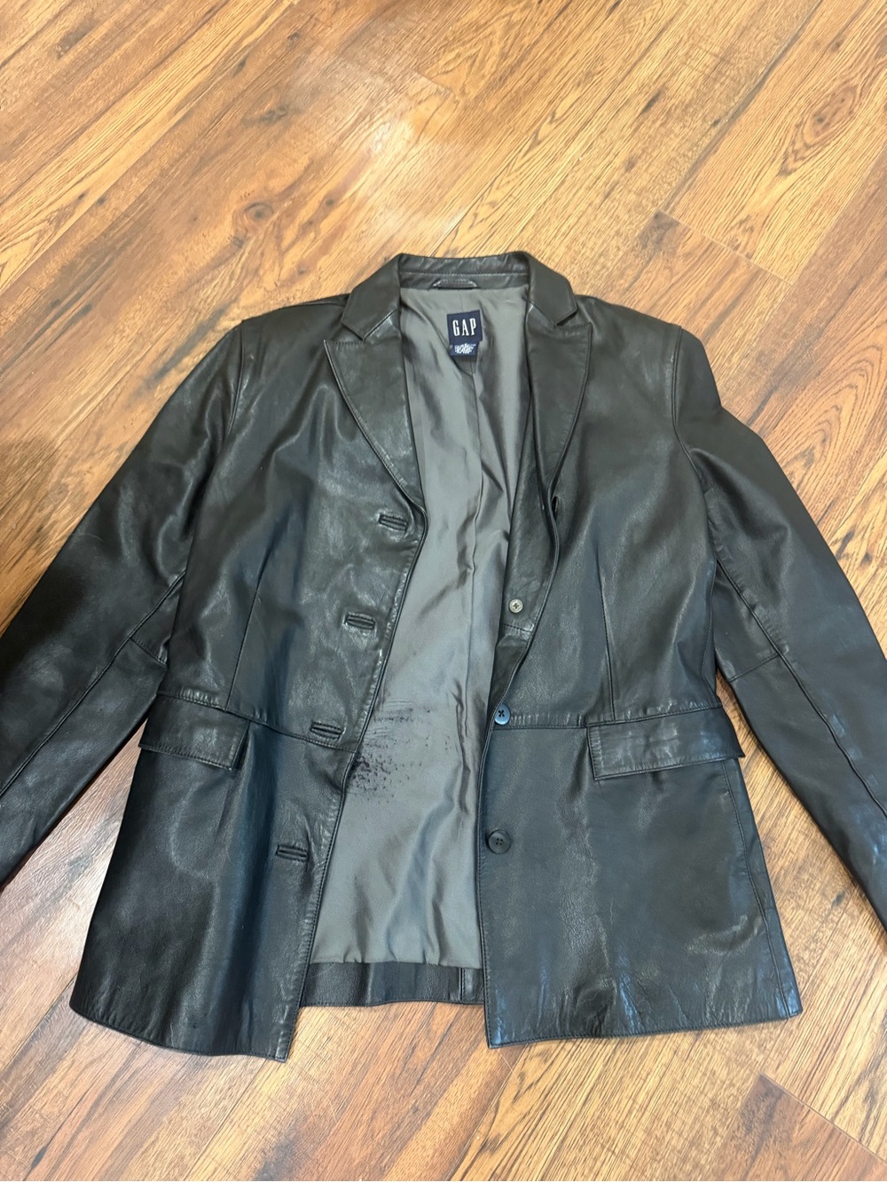 GAP Black Leather Blazer Jacket